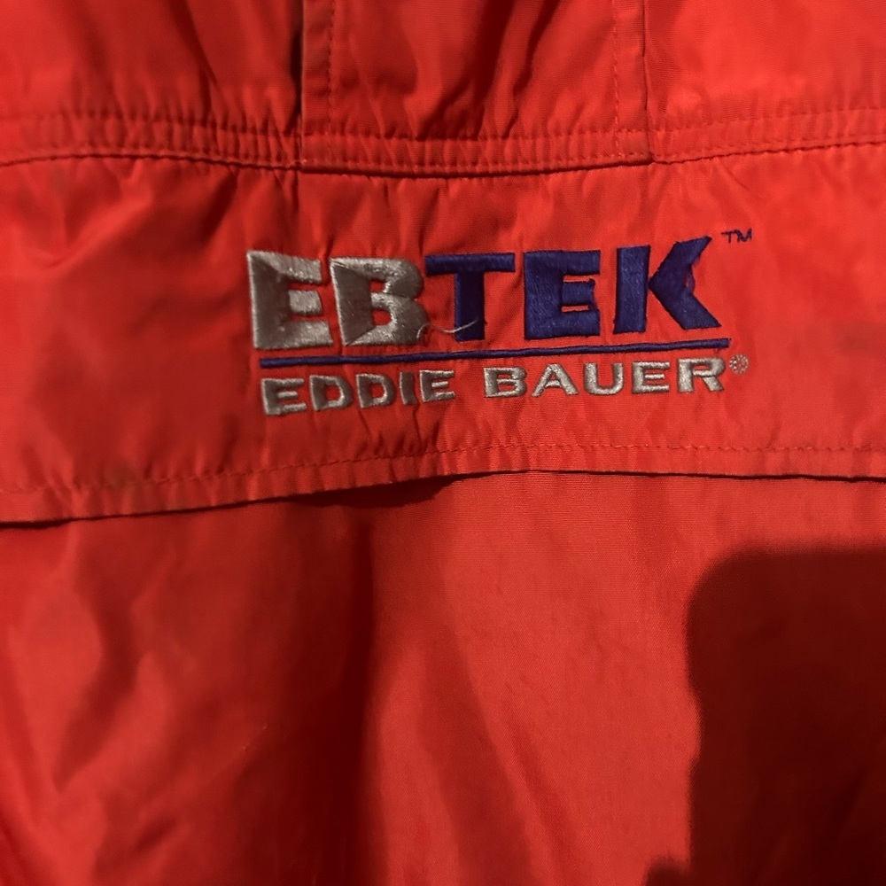 Eddie Bauer EBTEK Jacket Anorak Mens Sz XXL Red & Black Vintage Hood Zip - Picture 2 of 6